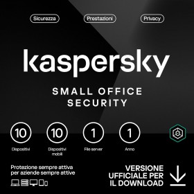 KASPERSKY SMALL OFFICE SECURITY 2023  - PC / MAC / ANDROID/ IOS-10 UTENTI- 1 SERVER - 1 ANNO GLOBAL VERSION