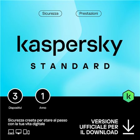 KASPERSKY STANDARD 2025 PC / MAC / ANDROID/ IOS- 3 DISPOSITIVI-1 ANNO 