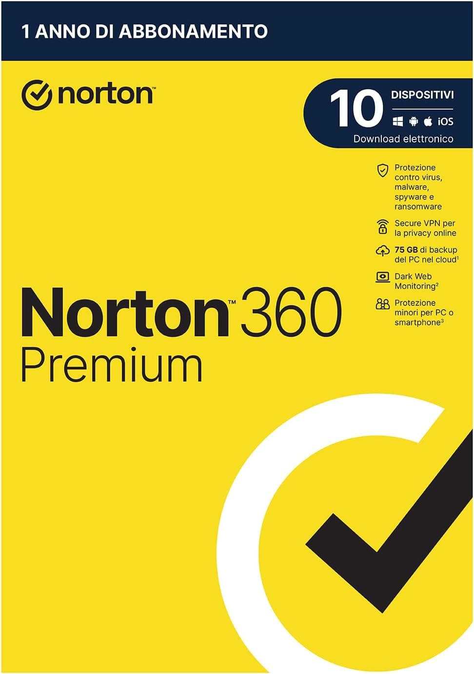 Norton 360 Premium 2021 - PC / MAC / ANDROID / IOS-1 ANNO- 10 PC