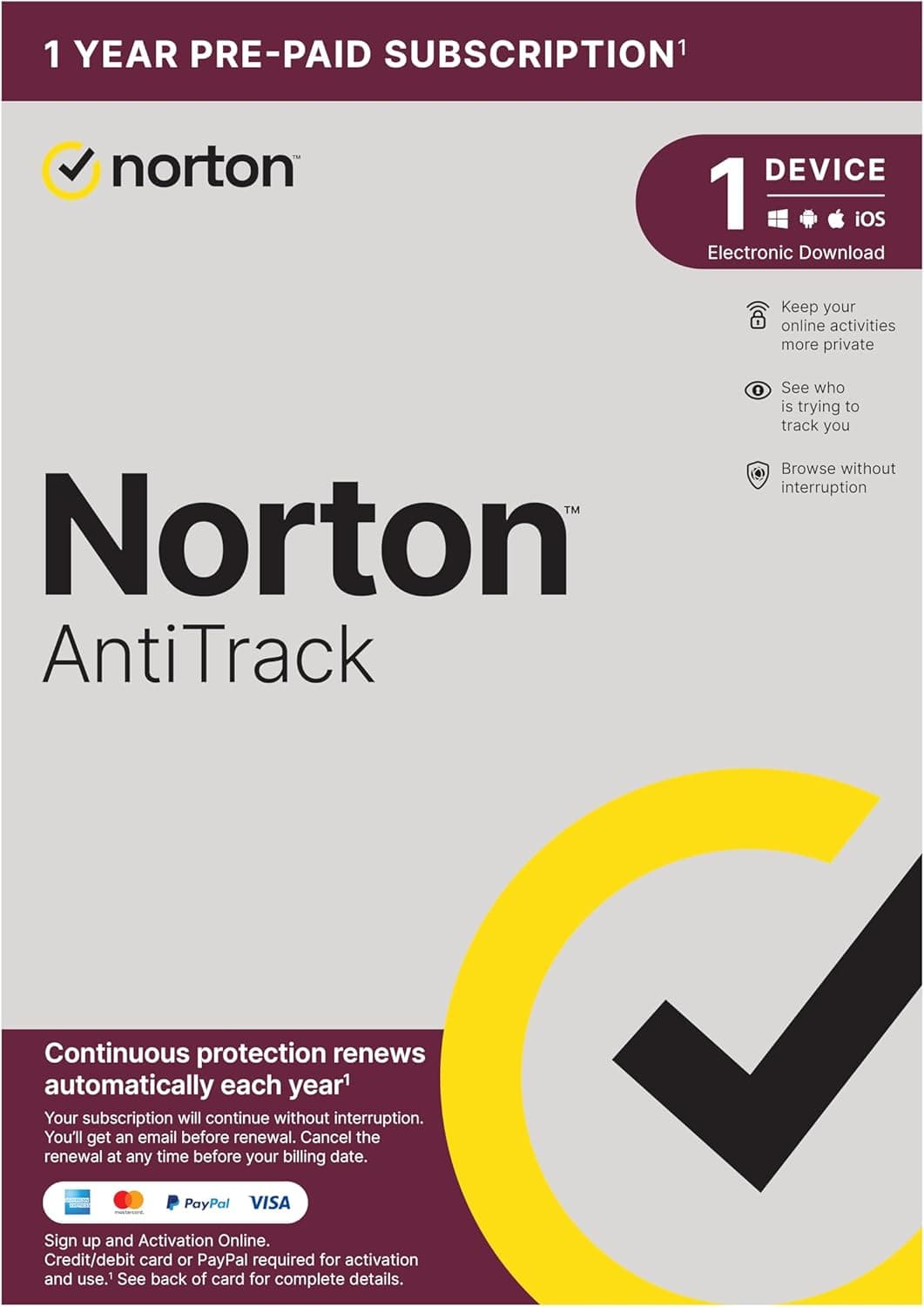 Norton antitrack 2025 - WINDOWS - 1 ANNO - 1 DISPOSITIVO