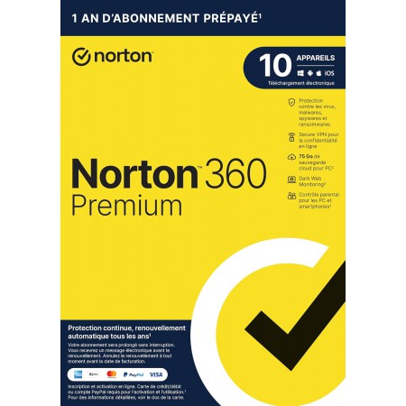 Norton 360 Premium 2025 - PC / MAC / ANDROID / IOS-1 ANNO- 10 PC